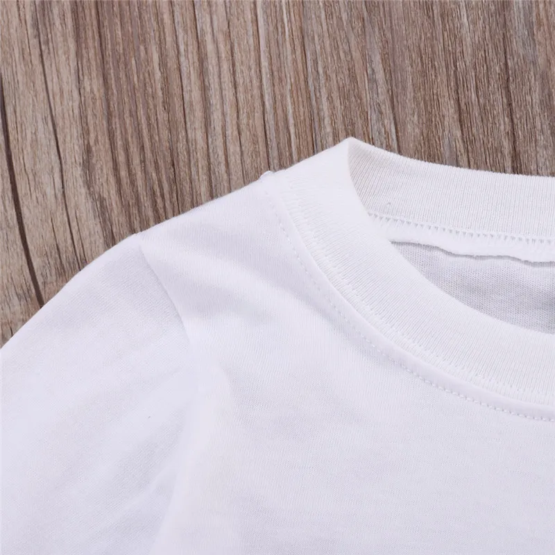 Летняя Повседневная футболка для маленьких девочек хлопковые топы с короткими