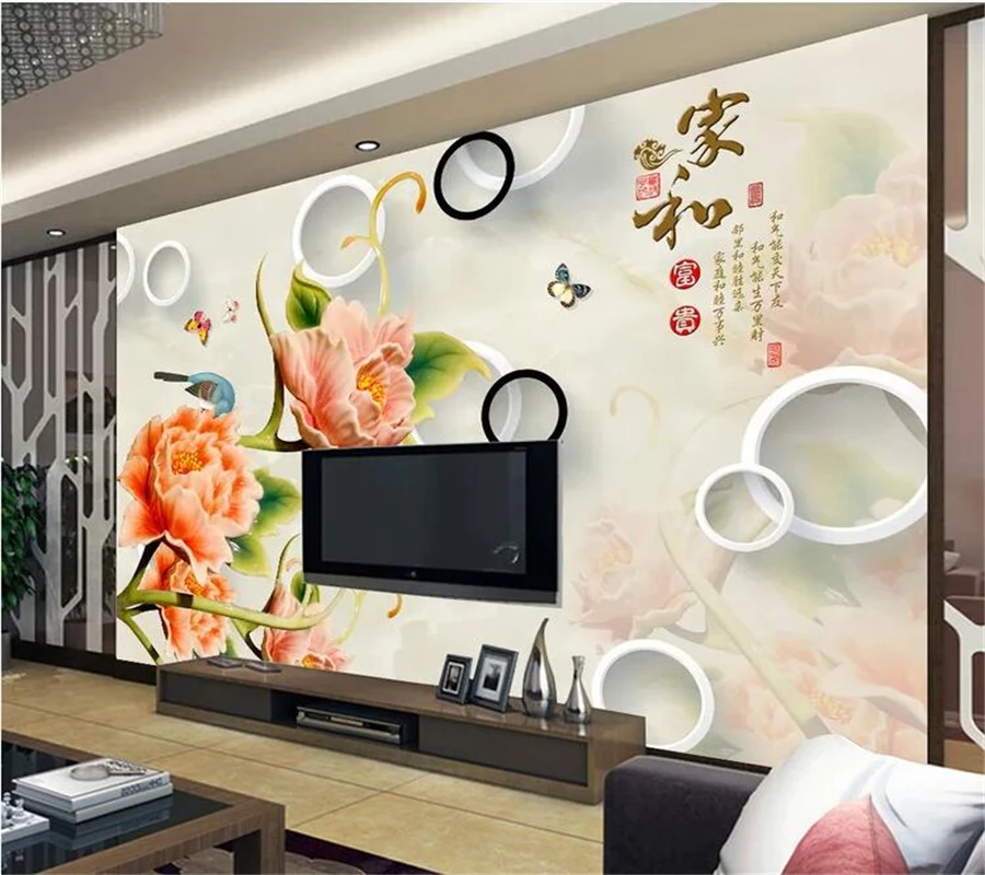 Обои на заказ wellyu papel de pared 3D Черно белые круглые тисненые пионы домашние и богатые