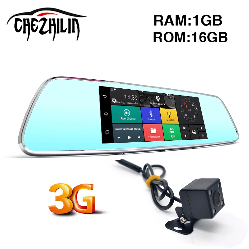3G WCDMA Android 5.0 7 inch Car Camera DVR Bluetooth FM WIFI Dual Lens rearview mirror Camcorder Dash cam dvrs | Автомобили и