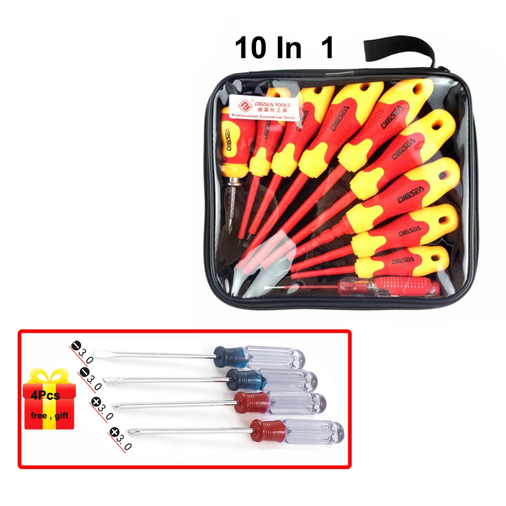 Набор отверток с шлицевой головкой Phillips CR V прямой изоляцией для ремонта дома 7 + 1