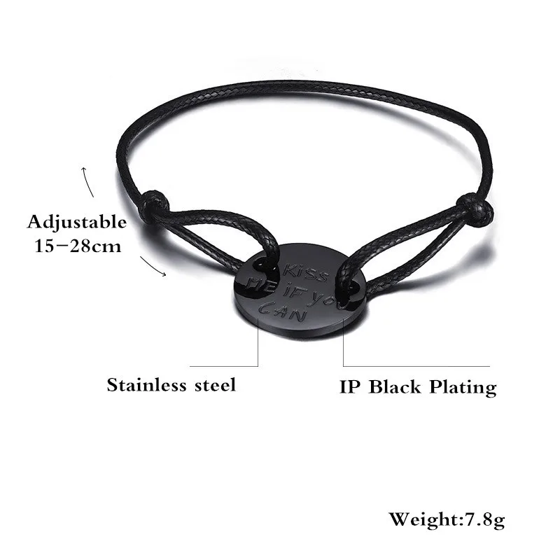 

Fashion Red Black String Thread Lucky Bracelets New Stainless Steel Charms Letter for Women Lover Braided Punk Bracelets Jewelry