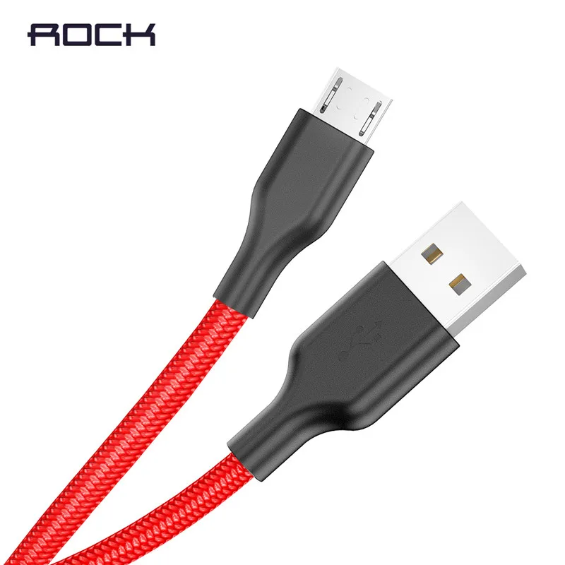 Rock Micro USB кабель с нейлоновой оплеткой 2A Быстрый кабель синхронизации данных и зарядки для samsung/Xiaomi/huawei мобильный телефон зарядный шнур