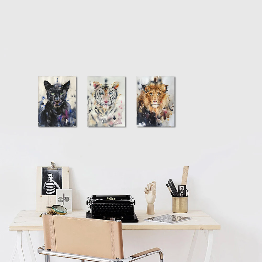 3 шт. тигр лев леопард настенный художественный плакат абстрактная животная