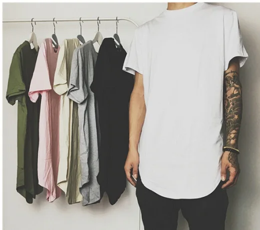 Мужская удлиненная футболка Swagger в стиле хип-хоп Короткая Повседневная Swag