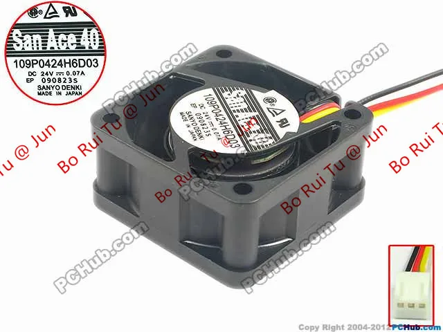 SANYO 109P0424H6D03 DC 24V 0.07A 3 проводной контактный разъем 80 мм 40x40x20 квадратный вентилятор