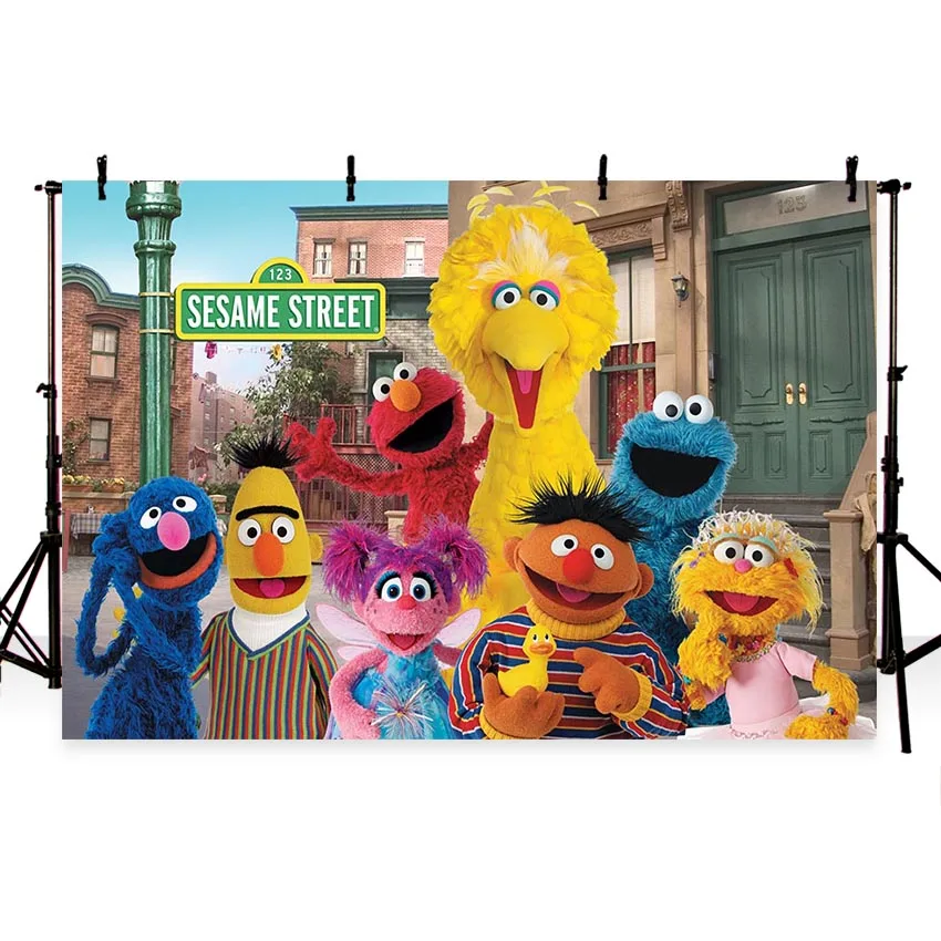 

elmo world bricks wall sesame street birthday backdrops Vinyl cloth High quality Computer print party backgrounds