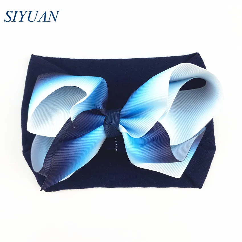 32 30pcs/lot Summer Style Soft Nylon Elastic Headband with 4.6 inch Grosgrain Ribbon Hair Bow Girl Hairband 35C Available HB089 - Цвет: 32