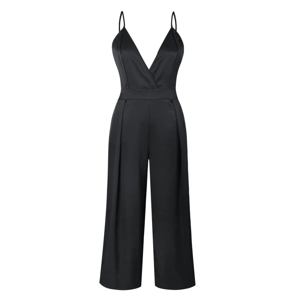 Sexy V Neck Backless Strap Jumpsuit Women Summer 2018 Casual Loose Long Overalls for Orange Romper Bodysuit Pants with Bow | Женская