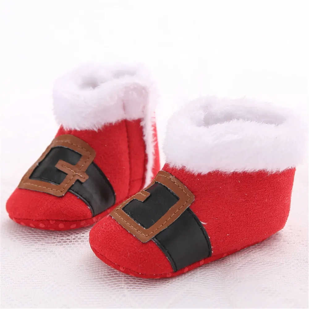 1 Pair Toddler Baby Shoes First Walker Christmas Deer Santa Claus Soft Soled Warm Indoor 11-13CM Loop Walking Shoe |