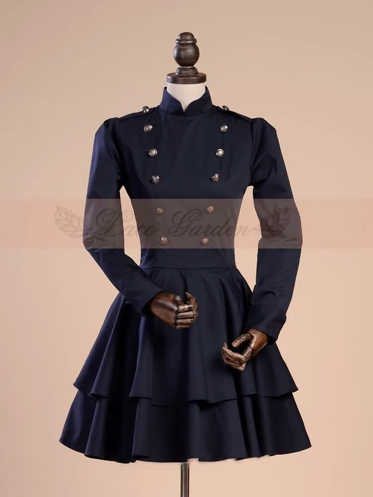 Dark blue Long Sleeves Ruffles 18th Century Renaissance Gothic Victorian Dresses Halloween Ball Gowns/Party Dress | Женская одежда