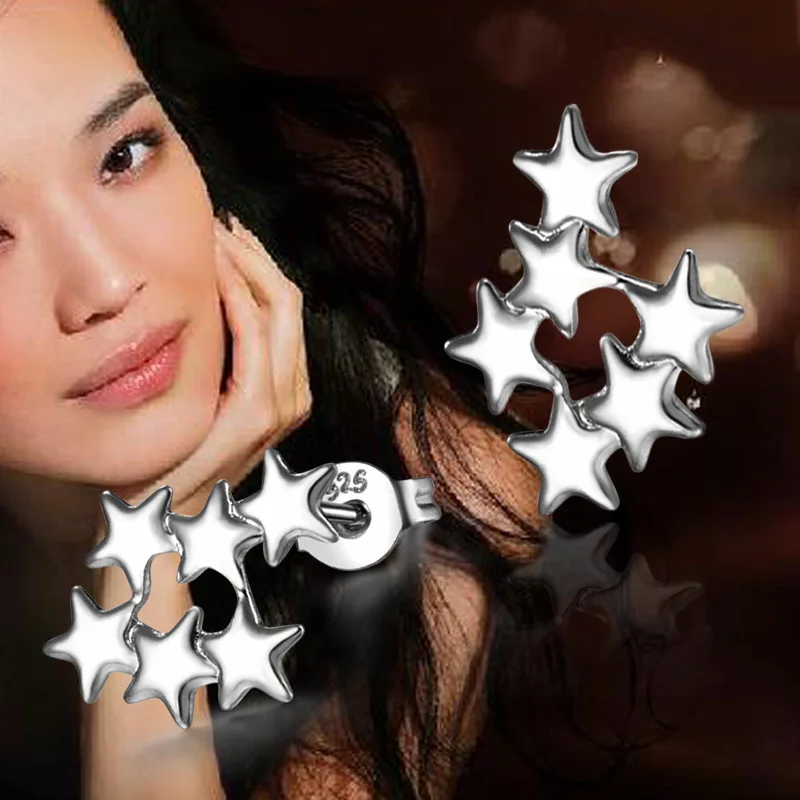 Женские серьги гвоздики с 6 звездами pendientes plata jewelry|aretes cute|stud earringsstar stud earrings |