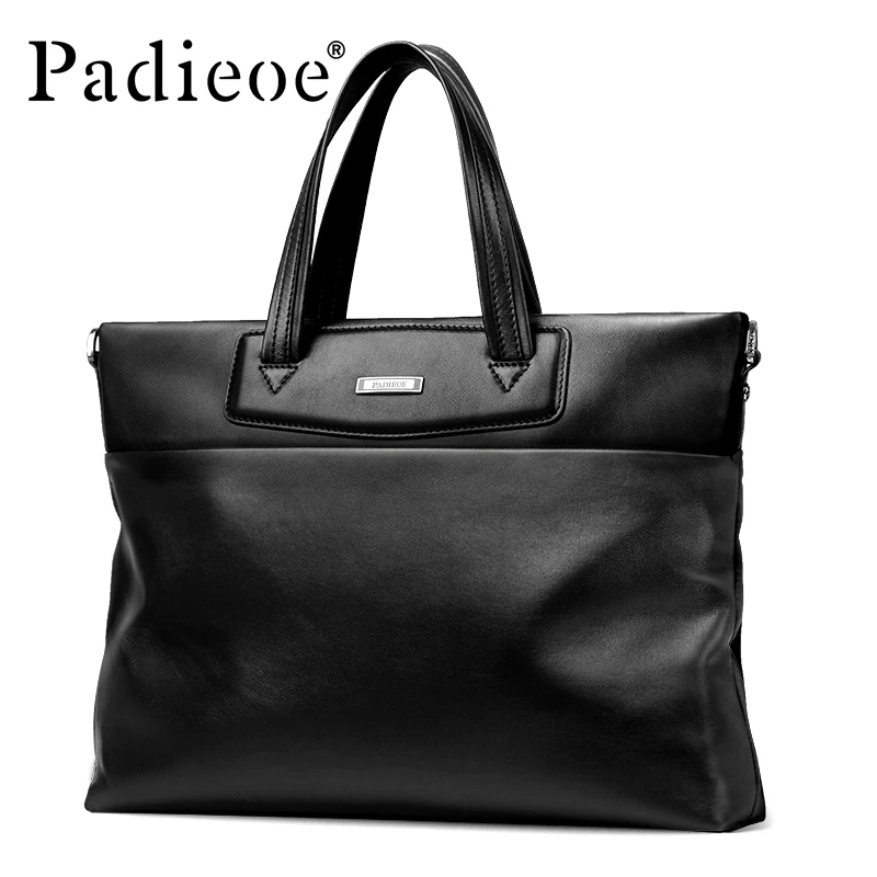 

Padieoe Luxury Brand Men's Briefcase Fashion Business Laptop Bag High Quality Genuine Leather Messenger Shoulder Bags for Male