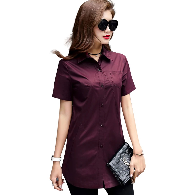 Большие размеры 5XL Женские топы и блузки 2019 мода Blusa офисная с коротким рукавом