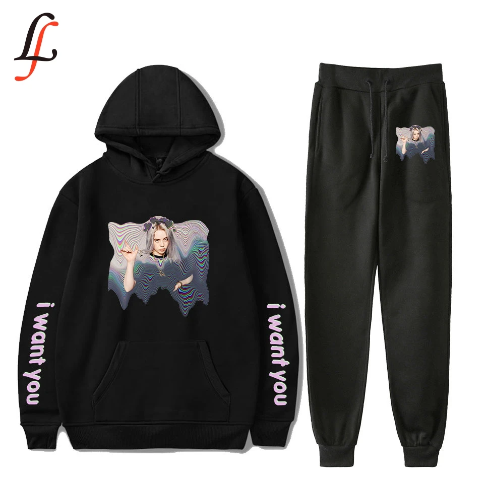 Billie Eilish американская певица новая толстовка с капюшоном с принтом черная толстовка с длинными рукавами модная зимняя толстовка с капюшоном костюм