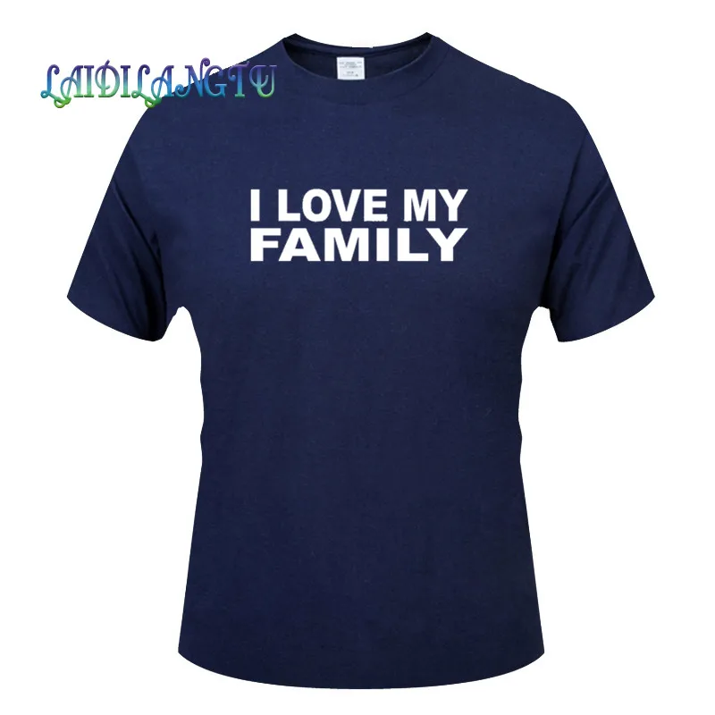 Футболка мужская с принтом I love my family хлопковая Повседневная рубашка коротким