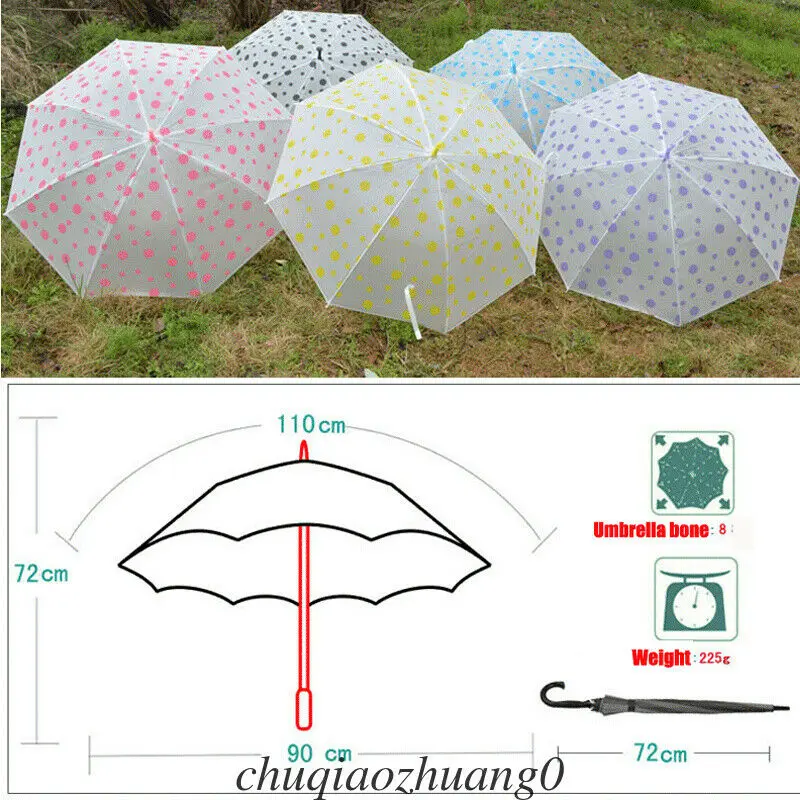 

2019 Newest Hot Women Colorful Rainbow Umbrella+Transparent Clear Rain Sun Parasol Wedding Party