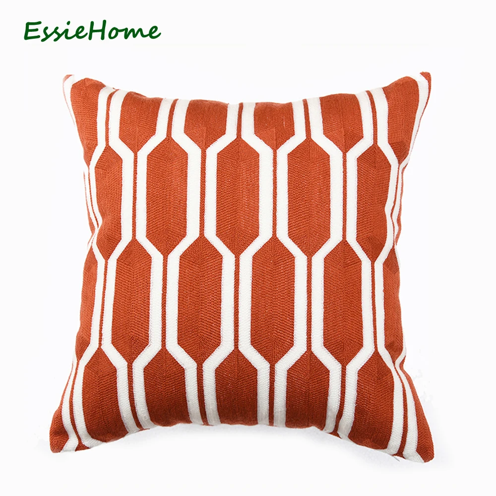 

Чехол для подушки ESSIE HOME, 45x45 см, с цифровой вышивкой и геометрическим рисунком, современный, кирпичный, красный
