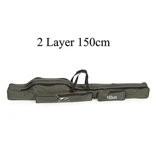 2 Layer 150cm Green Портативный Многофункциональный Рыбалка сумка Холст 110/120/130/150 см Удочка Слои - Цвет: 2 Layer 150cm Green
