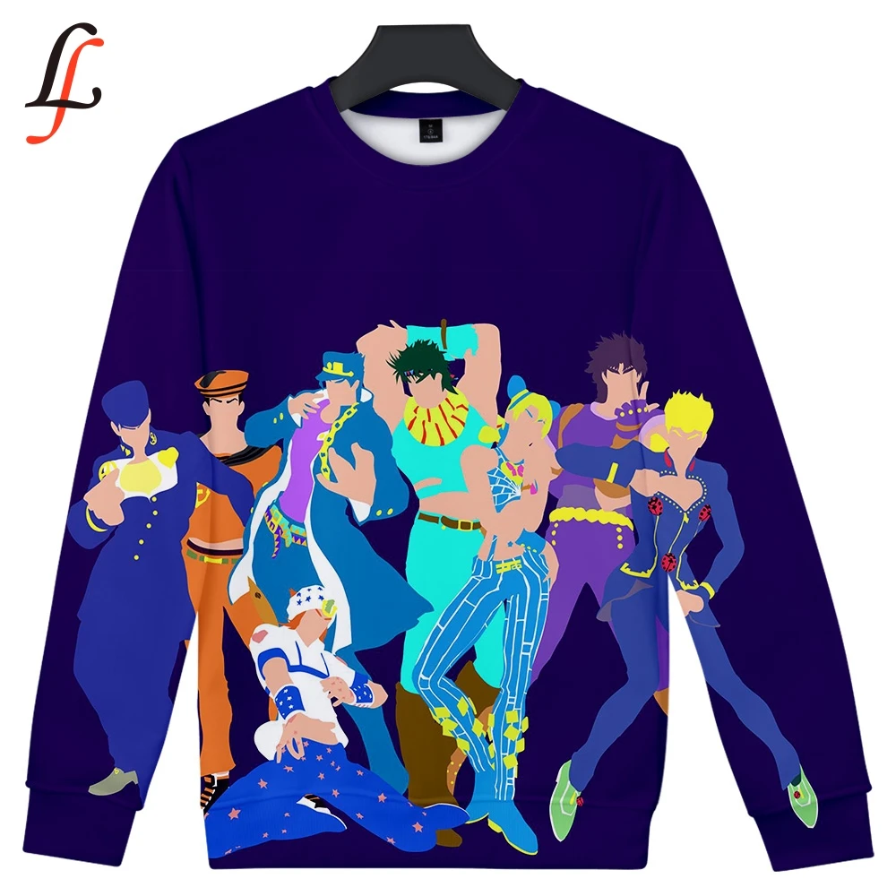 Новинка аниме JOJO 3D принт толстовки без шапочки для мужчин и женщин с круглым