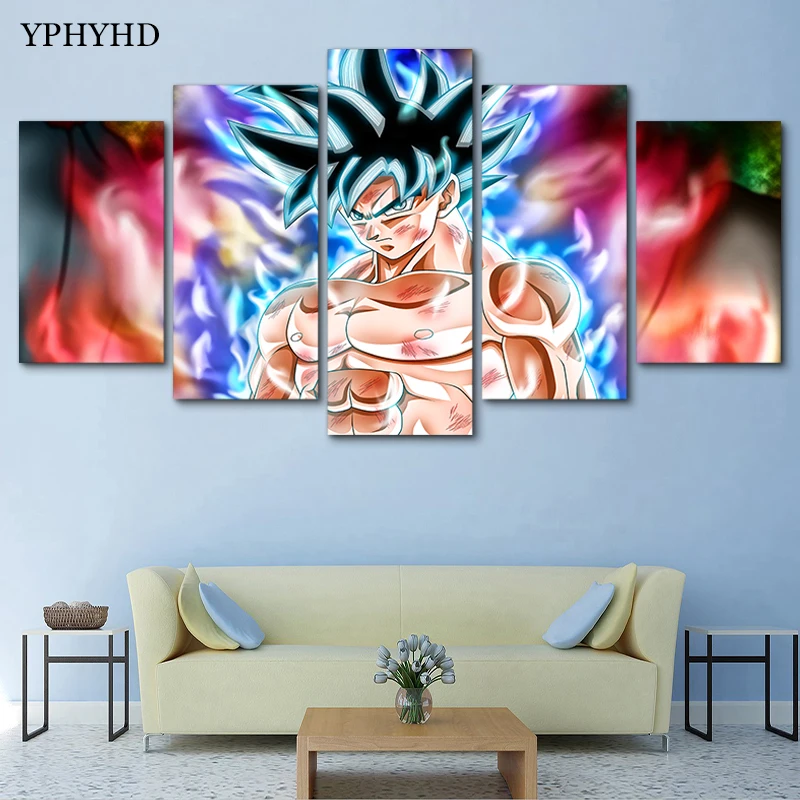 YPHYHD 5 шт. модульные настенные картины Драконий жемчуг и супер Гоку картина холст