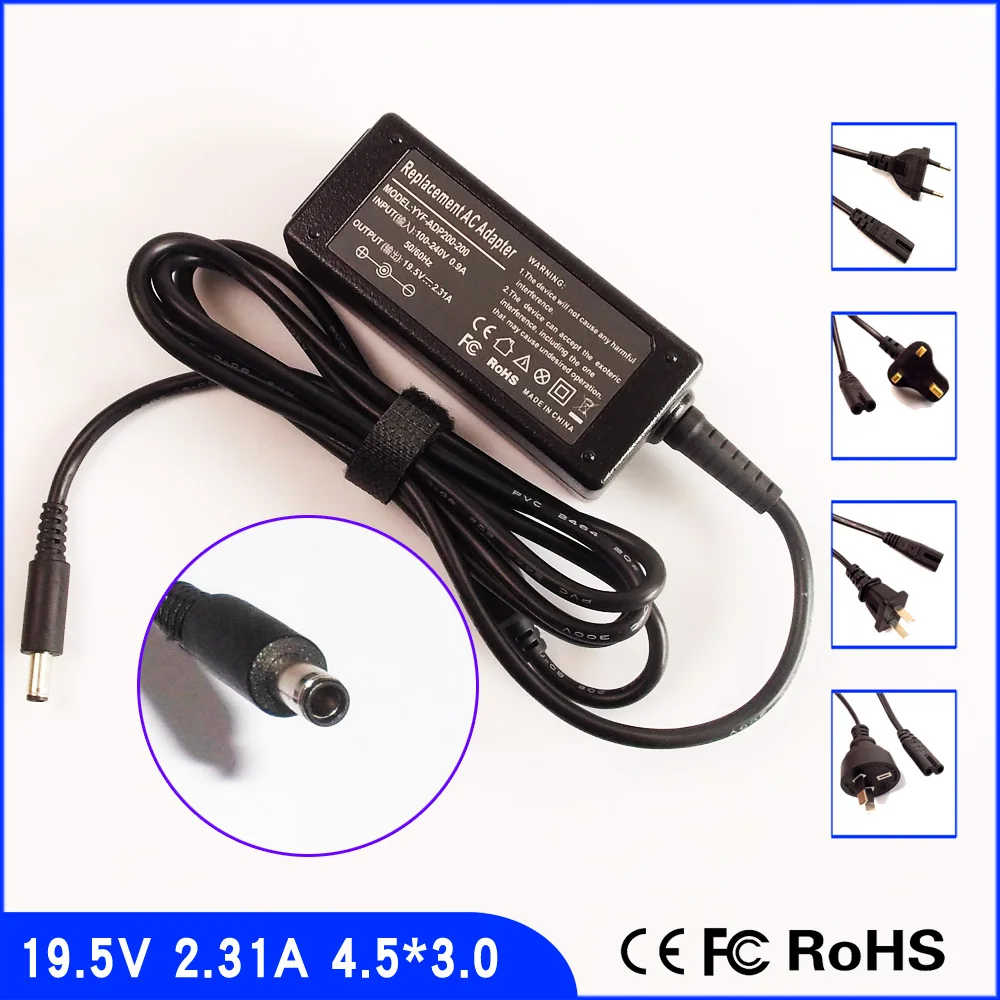 

19.5V 2.31A Laptop Ac Adapter Power SUPPLY + Cord for Dell LA45NM131 PA-1450-66D1 JT9DM 3RG0T 03RG0T 0CDF57 FA45NE