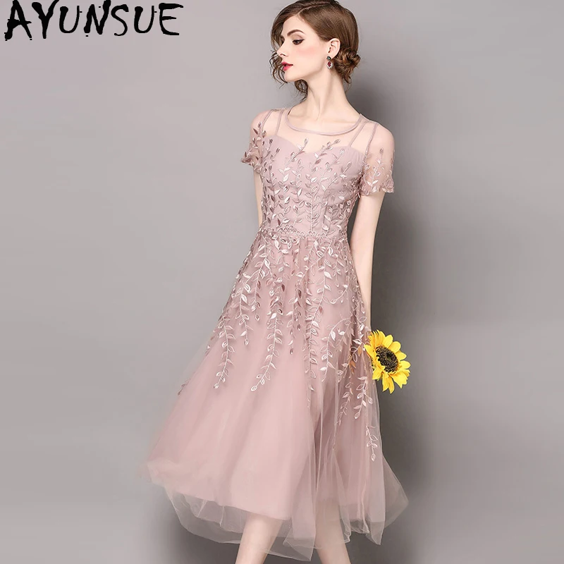 Винтажное элегантное кружевное платье женская одежда 2020 летнее Сетчатое