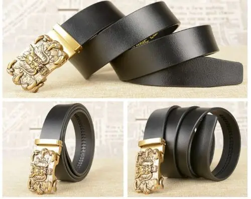 Натуральная кожа Для мужчин дракон автоматические пряжки ремень на талию пояс с