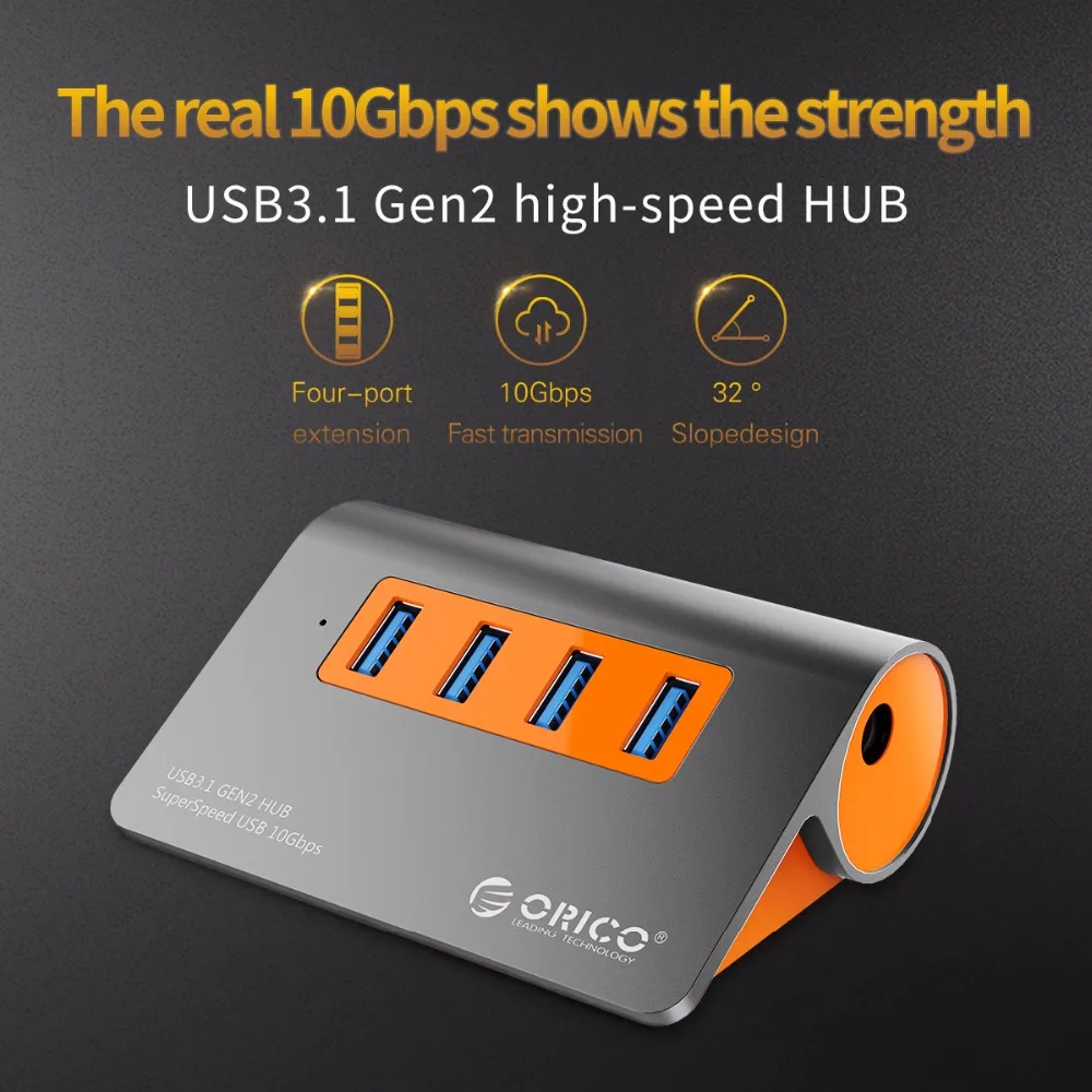 Алюминиевый Концентратор ORICO с 4 портами USB3.1 концентратор Gen2 USB C суперскорость 10