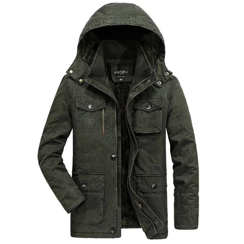 

Winter Jacket Men Parkas Coat Fleece Thick Warm Wool Liner Windbreaker Men Coat Military Loose Plus Size 6XL Mens Outerwear