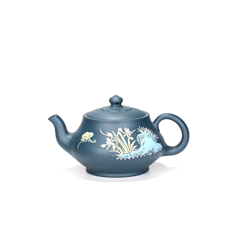 

Enameled Pottery Teapot Suit Tea Set Wholesale Raw Ore Azure Mud Clear Rhyming Kettle Support Gift Customized Generation Hair