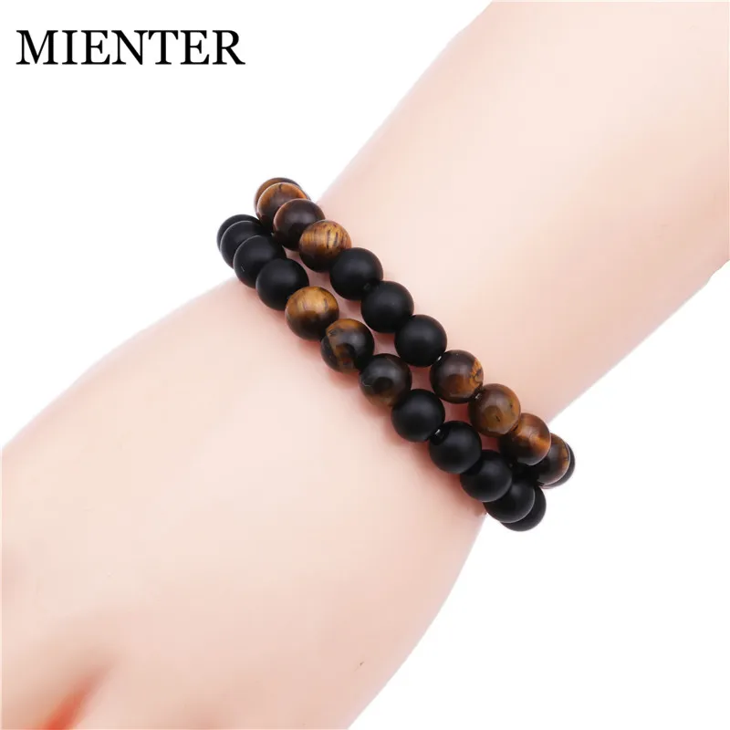 MIENTER Fashion Couple Jewelry Hot Selling Natural Tiger Eye Stone Lovers Bracelet Women Men | Украшения и аксессуары