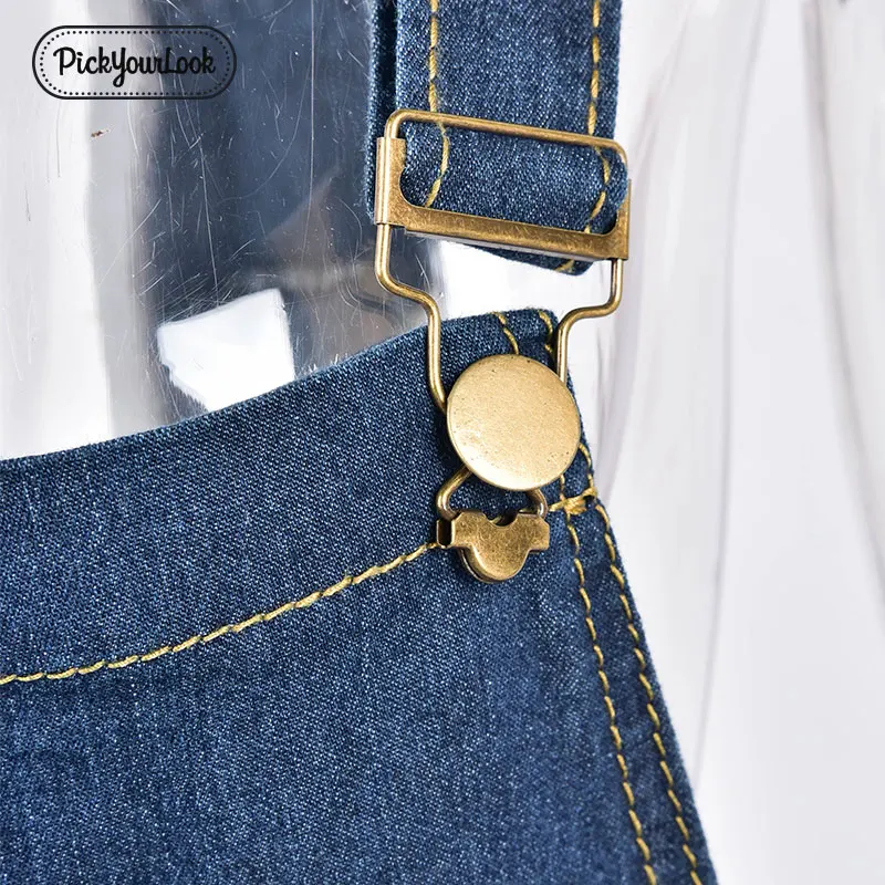 Pickyourlook, женский комбинезон размера плюс, Летний джинсовый синий женский комбинезон с карманами, Модный комбинезон с поясом, женские комбинезоны