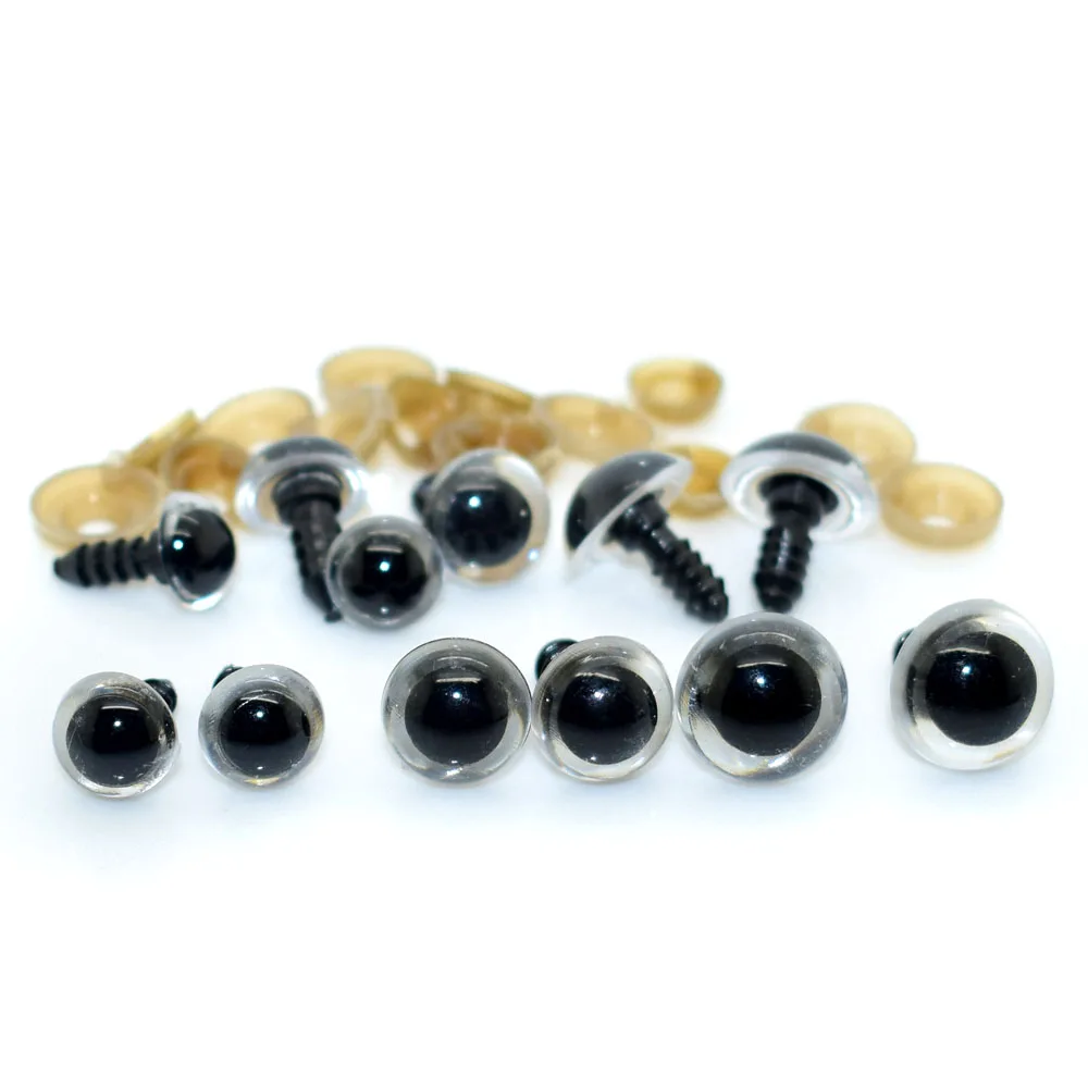 50pcs 10mm 12mm 14mm Plastic Safety Eyes Clear for Amigurumi or crochet doll Animal Puppet Making