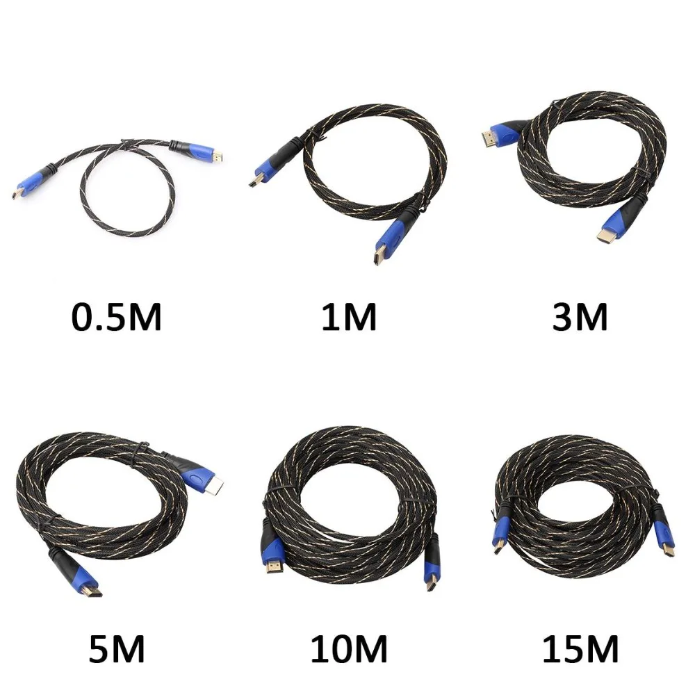 Новый Плетеный HDMI кабель V1.4 AV HD 3D для PS3 Xbox HDTV 1 м 15 метров 1080 P|Комплекты умного