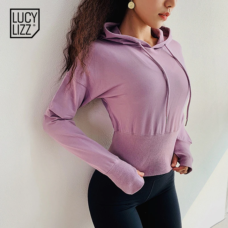 Спортивный топ Lucylizz для фитнеса Женский Топ с длинным рукавом йоги толстовка