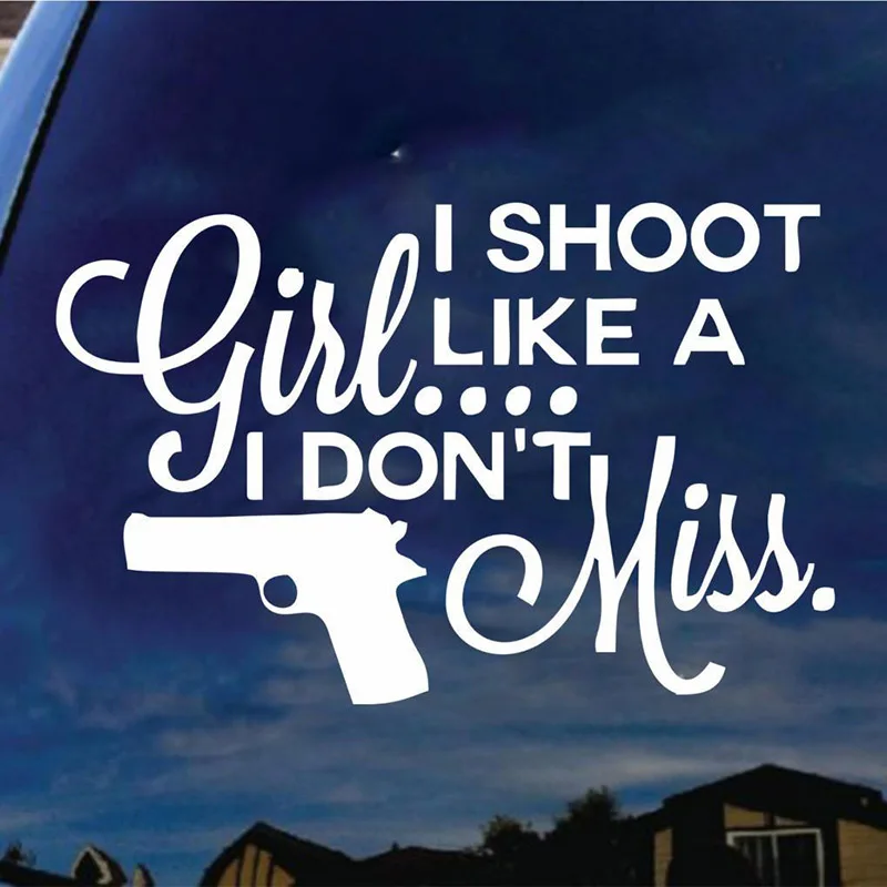 Виниловая наклейка &quotShoot Like A Girl" забавная на автомобиль грузовик 2-й пистолет |