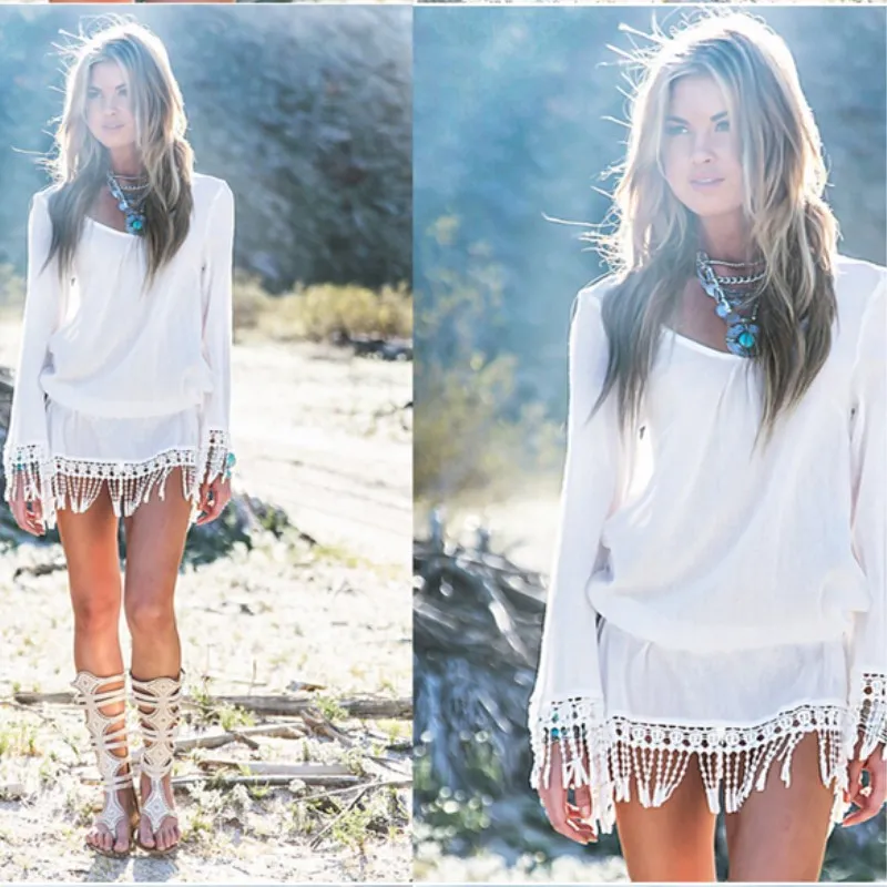 Летнее стильное Сексуальное Женское Платье с круглым вырезом кружевные