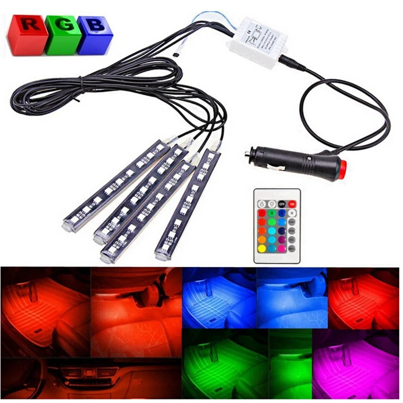 Декоративная RGB лента для салона автомобиля 4 шт.|Декоративная лампа| |