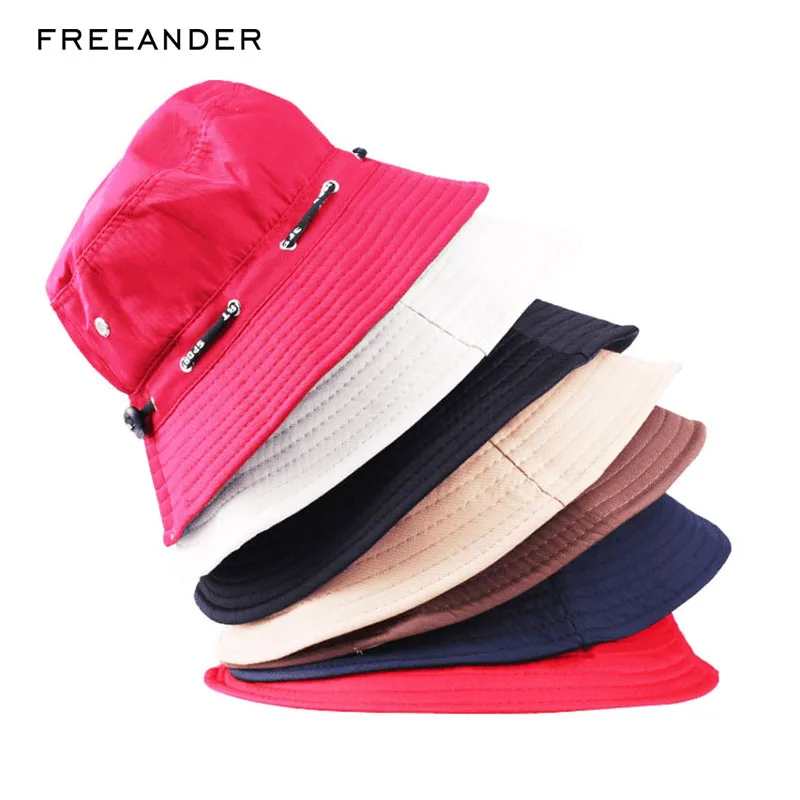 

Freeander Cotton Plain Bucket Hats Double Layer Fabric Sunscreen 2018 Summer Red Black Solid Folding Hats Men Women Classic Caps
