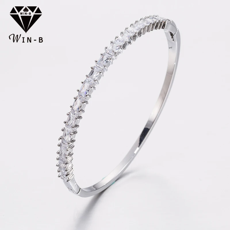 WIN-B AAA кристалл кубического циркония теннисный браслет Pulseras Mujer талисманы для женщин белое золото манжеты ювелирные изделия свадебный подарок