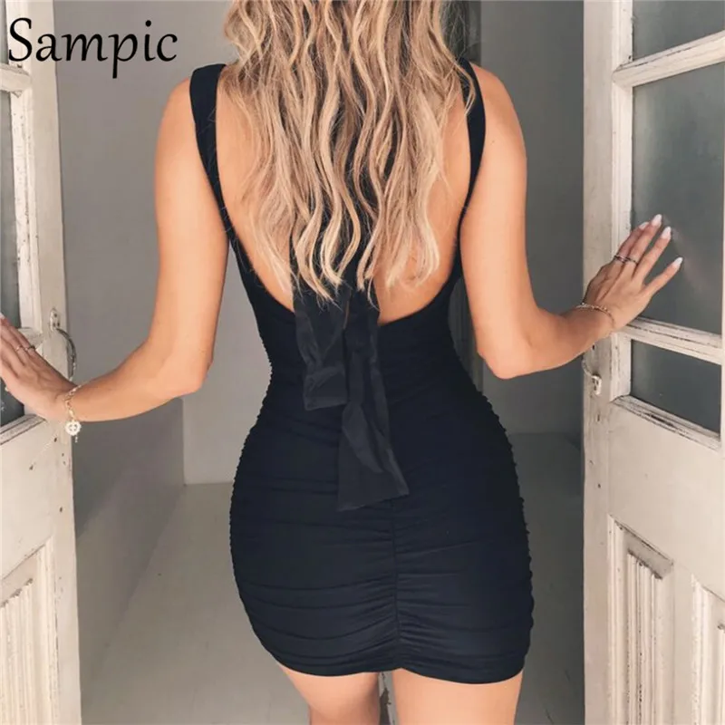 Сексуальное облегающее женское платье Sampic с открытой спиной Летнее мини-платье