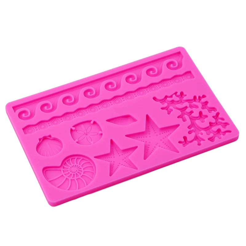 

New Silicone Mold Underwater World Conch Shell Mould 3D DIY Practical Wave Star Fondant Cake Decoration Embossing Mold