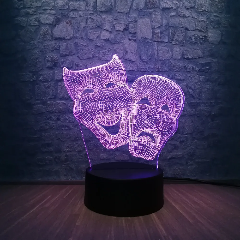Мультипликационный персонаж Дионис комедия и Tradegy маска 3D светодиодная лампа 7