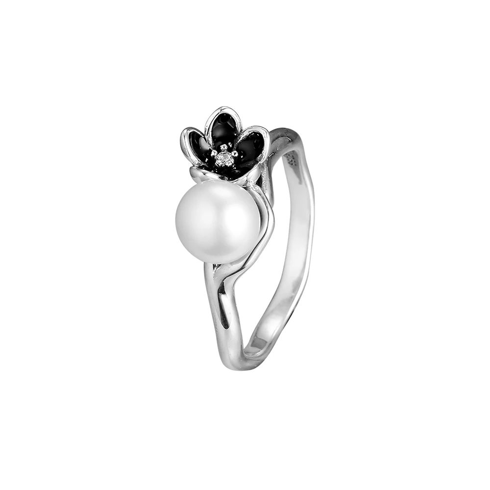 

CKK Ring Floral Rings Cultured Pearl for Women Men Anillos Mujer Anel Bague Femme Wedding Engagement 925 sterling silver Jewelry