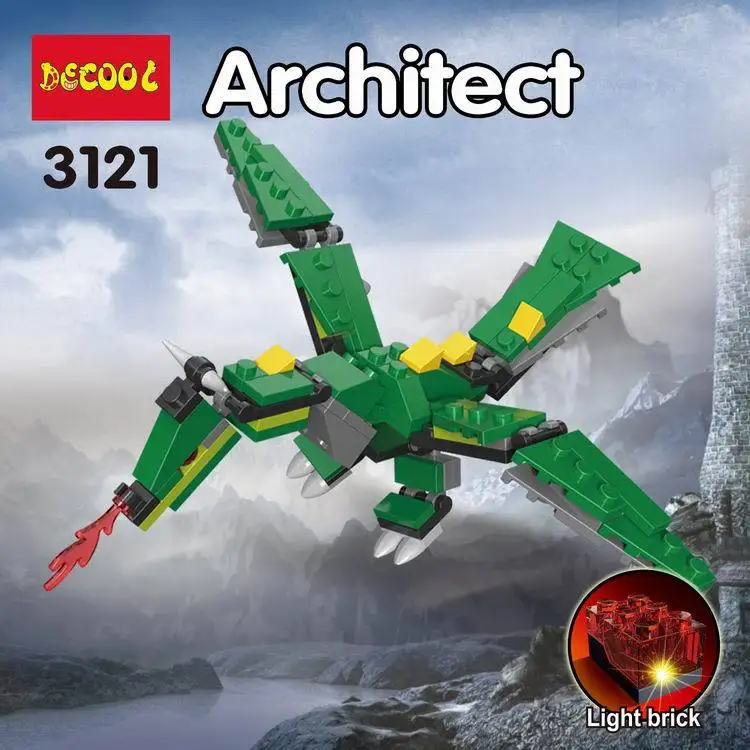 Decool 3121 598 pcs 8in1 Ninja Vert Dragon Avec La Lumiere Building Blocks set DIY Briques Jouets pour enfants Drole | Игрушки и хобби