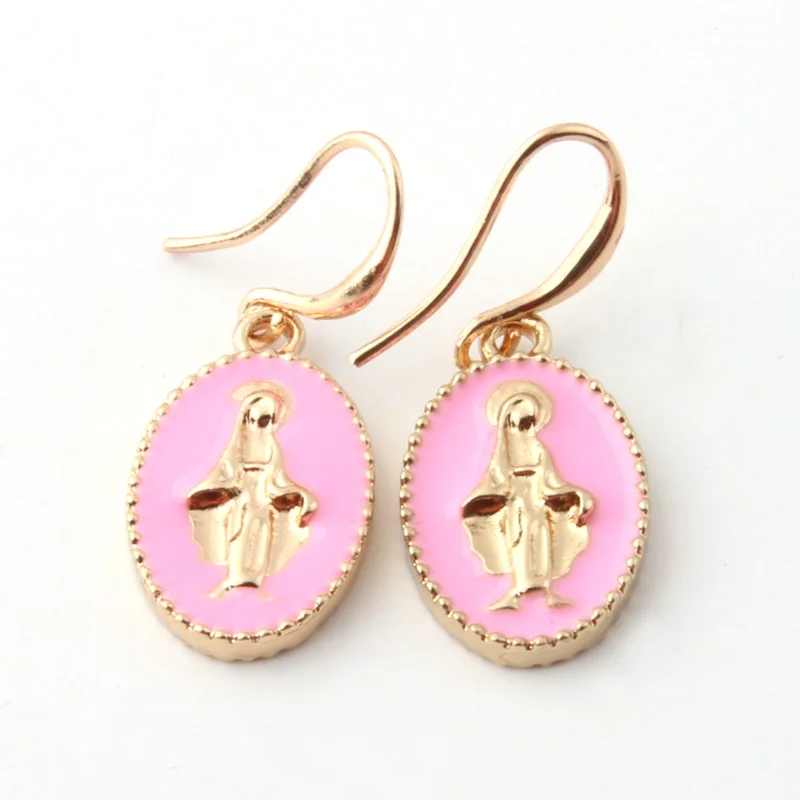 pink NeeFu WoFu висячая серьга с Иисусом металлические серьги свисающие крест большие длинные Brinco рождественские серьги Oorbellen - Окраска металла: pink