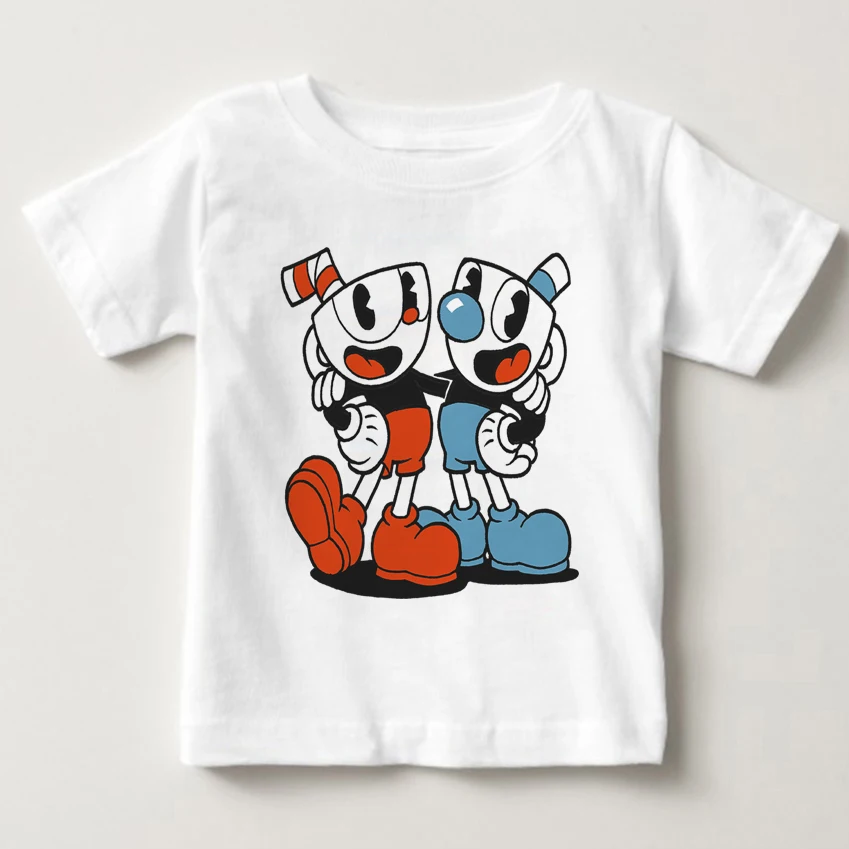 Футболка Cuphead для мальчиков и девочек детская Удобная дышащая футболка в масках