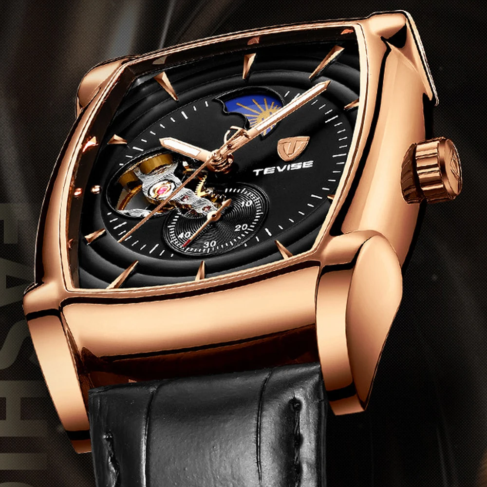 Роскошные брендовые автоматические мужские часы Tevise механические Tourbillon