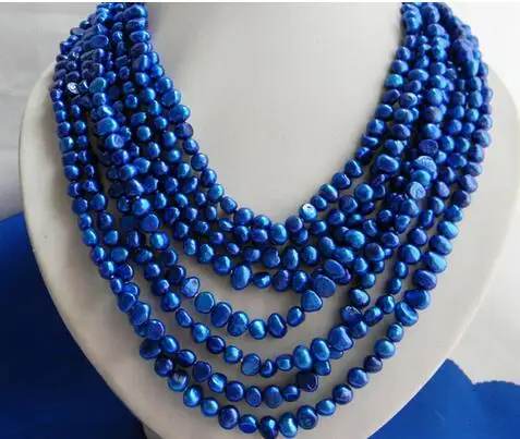 

Beautiful 8strands 6mm Blue Baroque Freshwater Pearl Necklace