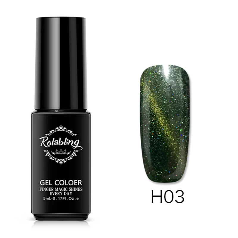 H03 Rolabling 5 мл гель для ногтей кошачий глаз лак для ногтей маникюр гель лак для ногтей Отмачивание от гелевое, лаковое покрытие клей лак для ногтей - Цвет: H03